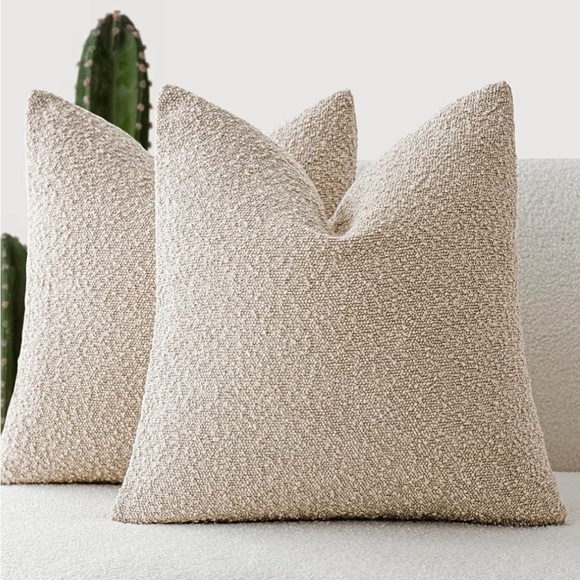 unbranded Other - NWOT 2pk Set Decorative Textured Boucle Throw Pillow Covers Accent Solid Oatmeal